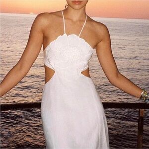 FARM Rio Elegant White Halter Dress